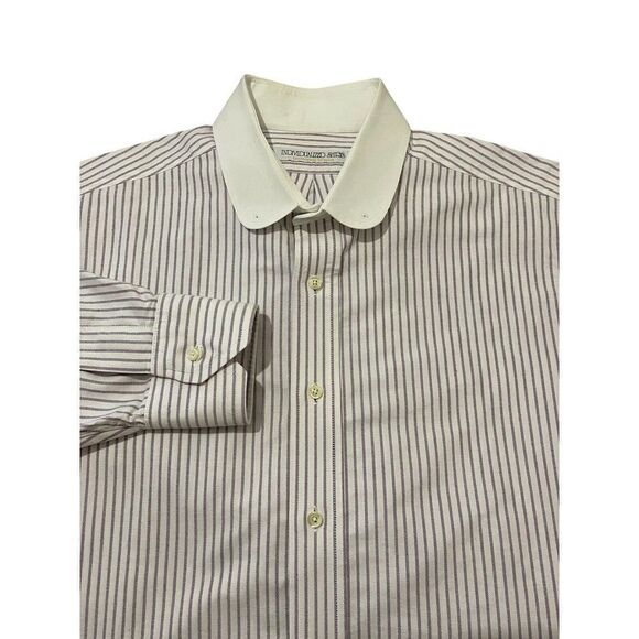 INDIVIDUALIZED SHIRTS Dress Shirt Purple White Contrast Eyelet Collar Size 16.5 - Picture 10 of 10
